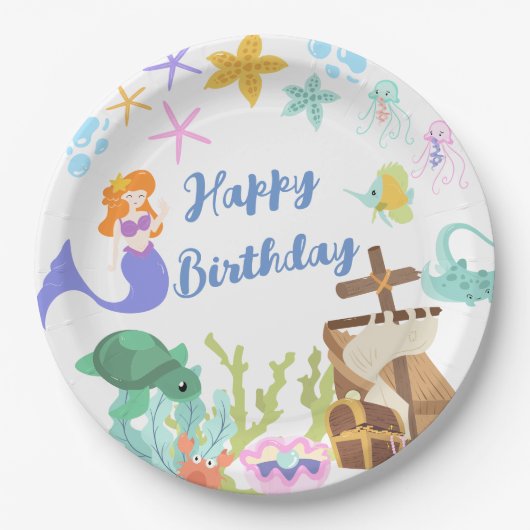 Mermaid Birthday Party Paper Bord (Voorkant)