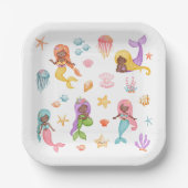 Mermaid Birthday Party Papieren Bordje (Voorkant)