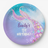 Mermaid Birthday Party Papieren Bordje (Voorkant)