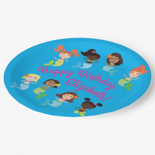 Mermaid Birthday Party Papieren Bordje (Gekanteld)