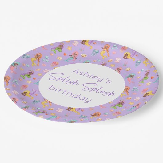 Mermaid Birthday Party Papieren Bordje (Gekanteld)