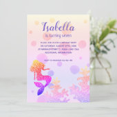 Mermaid Birthday Party Pink Paars Sparkles Kaart (Staand voorkant)