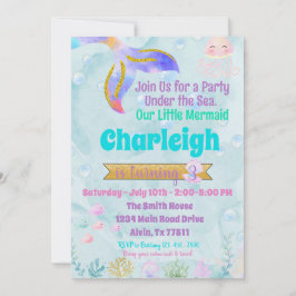 Mermaid Birthday Party Pool Party Initiation Invi Kaart
