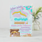 Mermaid Birthday Party Pool Party Initiation Kaart (Staand voorkant)