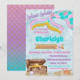 Mermaid Birthday Party Pool Party Initiation Kaart