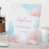 Mermaid Birthday Party Reclamebord Met Voetstuk (Insitu)