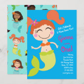 Mermaid Birthday Party Red Hair Kaart (Voorkant / Achterkant)