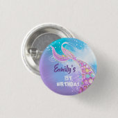 Mermaid Birthday Party Ronde Button 3,2 Cm (Voorkant /achterkant)