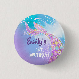 Mermaid Birthday Party Ronde Button 3,2 Cm