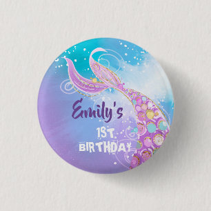 Mermaid Birthday Party Ronde Button 3,2 Cm