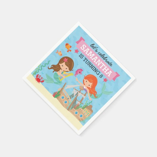 Mermaid Birthday Party Servet (Hoek)
