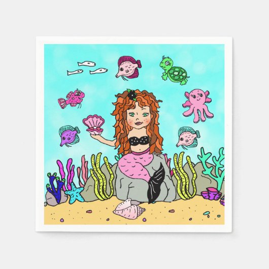 Mermaid Birthday Party Servet (Voorkant)