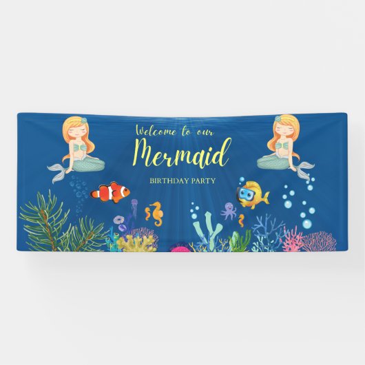 Mermaid Birthday Party Spandoek (Horizontaal)