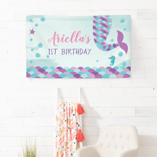 Mermaid Birthday Party Spandoek (Insitu)