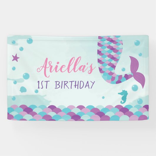 Mermaid Birthday Party Spandoek (Horizontaal)
