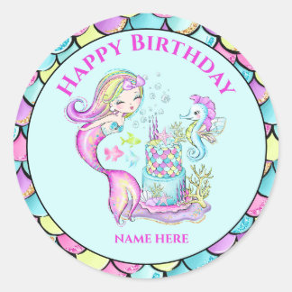 Mermaid Birthday Party Stickers