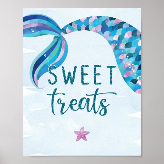 Mermaid Birthday Party Sweet TreSign Poster (Voorkant)