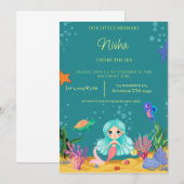 MERMAID BIRTHDAY PARTY THEMA FOR GIRLS AANKONDIGING (Voorkant / Achterkant)