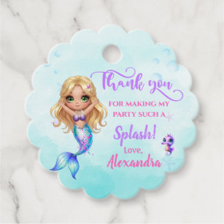 Mermaid Birthday Party - Under the Sea Splish Spla Bedankjes Labels