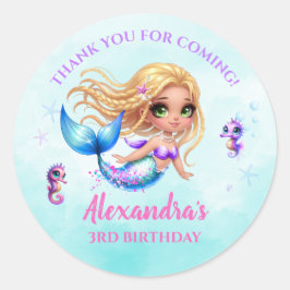 Mermaid Birthday Party - Under the Sea Splish spla Ronde Sticker