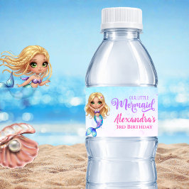 Mermaid Birthday Party - Under the Sea Splish Waterfles Etiket