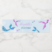 Mermaid Birthday Party Water Bottle Waterfles Etiket (Enkel label)