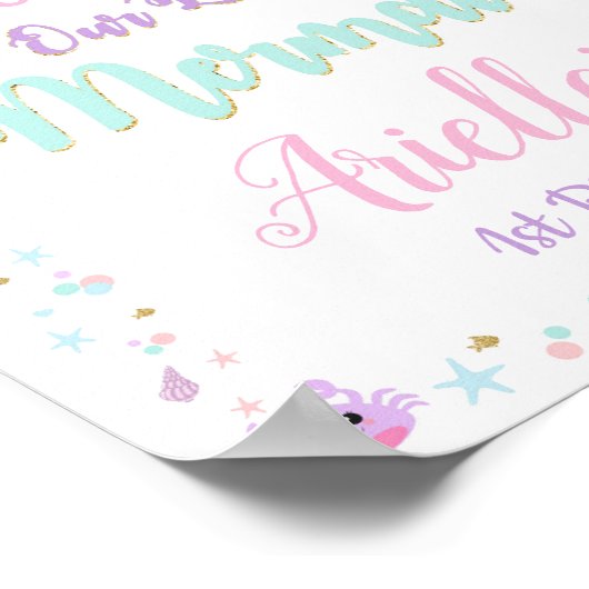 Mermaid Birthday Party Welcome Sign Poster (Hoek)