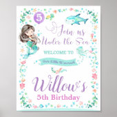 Mermaid Birthday Party Welcome Sign Poster (Voorkant)