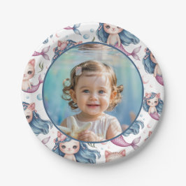 Mermaid Birthday Photo Personalized Papieren Bordje