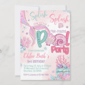 Mermaid Birthday Pool Party Invitation Kaart (Voorkant)