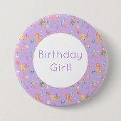 Mermaid Birthday Ronde Button 7,6 Cm (Voorkant)