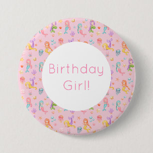 Mermaid Birthday Ronde Button 7,6 Cm