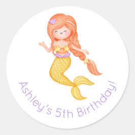 Mermaid Birthday Ronde Sticker
