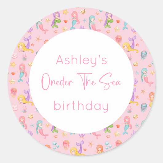 Mermaid Birthday Ronde Sticker (Voorkant)