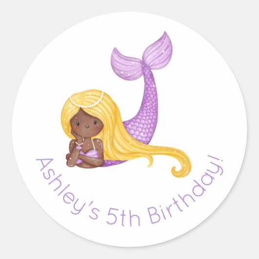 Mermaid Birthday Ronde Sticker (Voorkant)