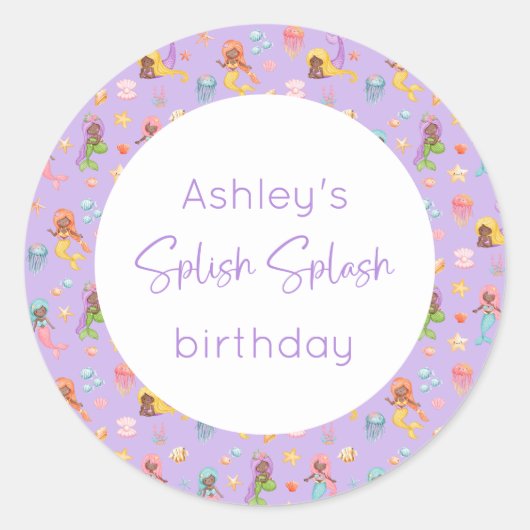 Mermaid Birthday Ronde Sticker (Voorkant)