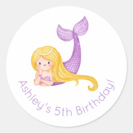 Mermaid Birthday Ronde Sticker