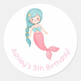 Mermaid Birthday Ronde Sticker