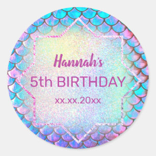 mermaid Birthday Ronde Sticker