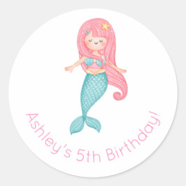 Mermaid Birthday Ronde Sticker