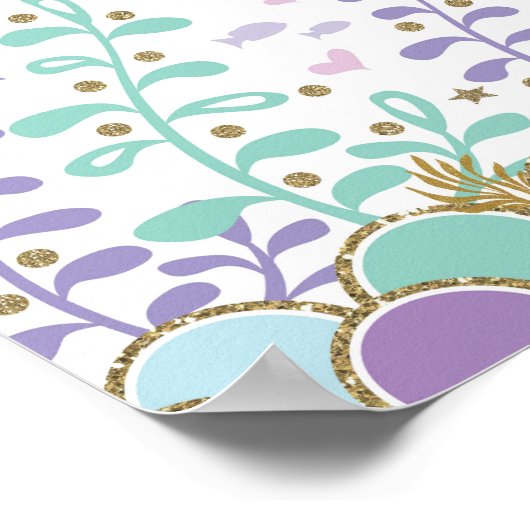 Mermaid Birthday Selfie Foto Booth Prop Baby Girl Poster (Hoek)