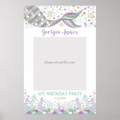 Mermaid Birthday Selfie Foto Booth Prop Baby Girl Poster (Voorkant)