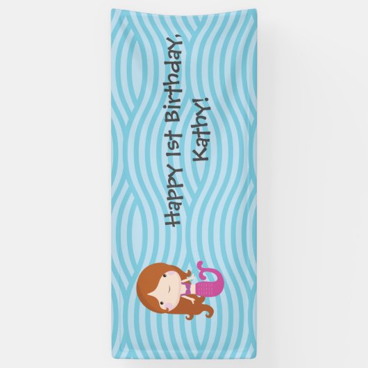 Mermaid Birthday Spandoek (Verticaal)