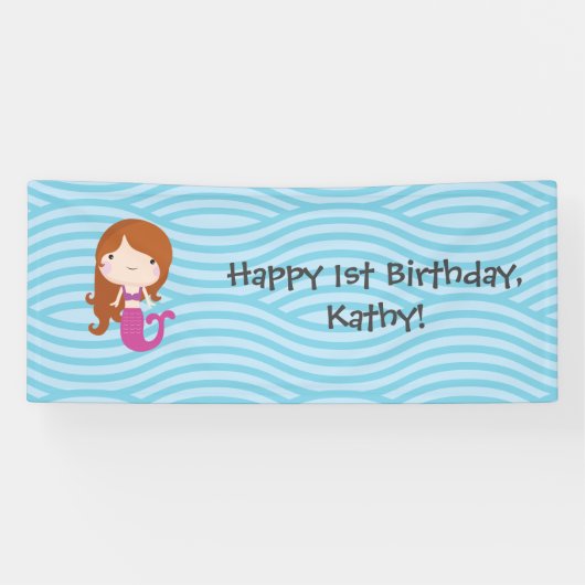 Mermaid Birthday Spandoek (Horizontaal)