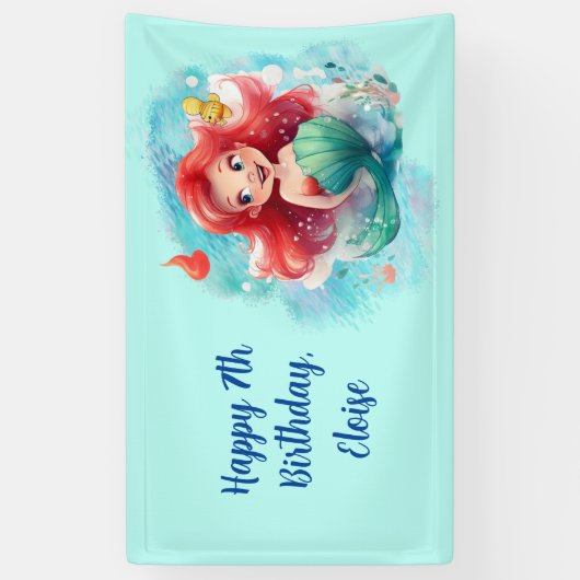 Mermaid Birthday Spandoek (Verticaal)