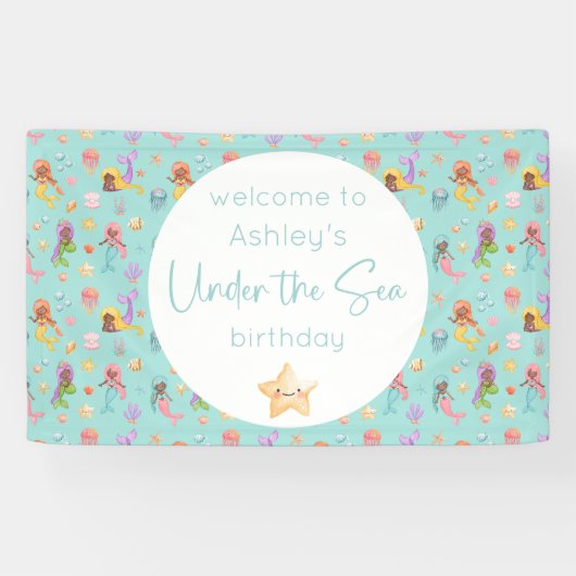 Mermaid Birthday Spandoek (Horizontaal)