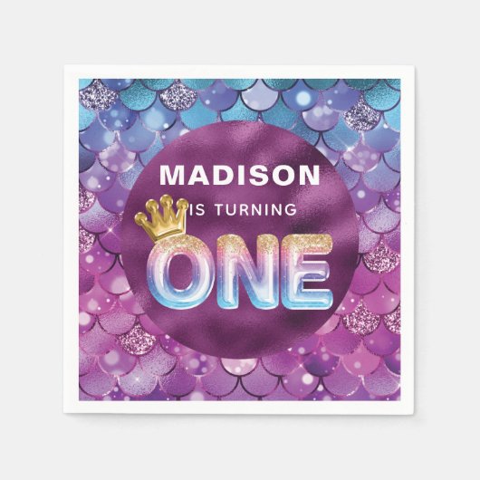 Mermaid Birthday Specialized Pink Blue Servet (Voorkant)