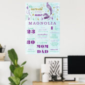 Mermaid Birthday Stats Milestone Poster (Thuiskantoor)
