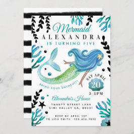 Mermaid Birthday Swimming Pool Party Invitation Kaart