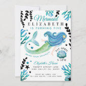 Mermaid Birthday Swimming Pool Party Invitation Kaart (Voorkant)